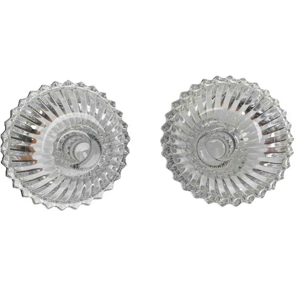 Vintage Partylite Vienna Waltz 24% Crystal Candle Holder/Vase Set Of 2